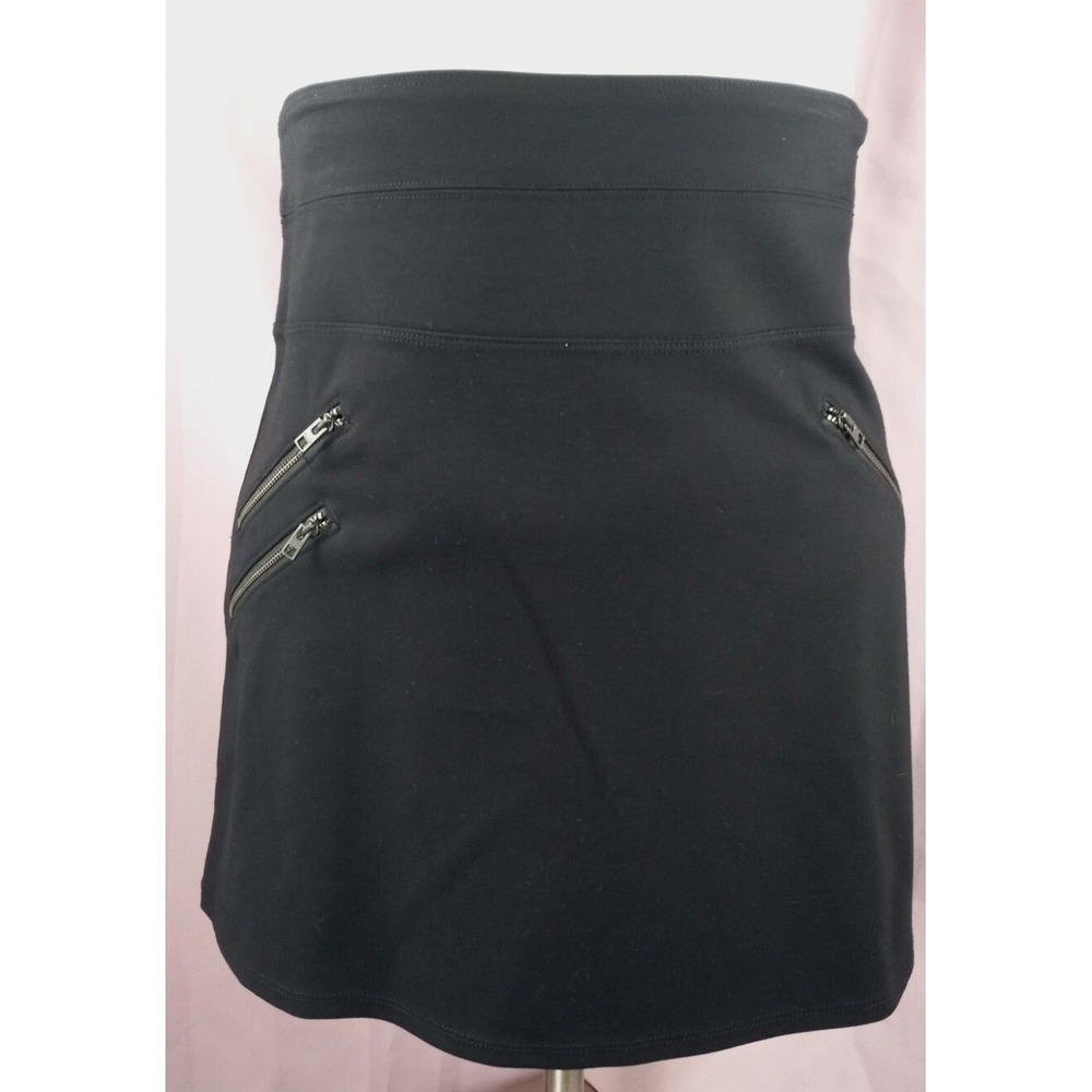 ATHLETA Womens Black Athletic‎ Stretch Front Zip Pockets Skirt Size 4